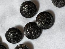 Load image into Gallery viewer, Vintage Black Glossy Coat of Arms Shank Button