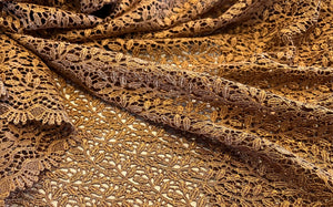 Exclusive Caramel Double Scalloped Lace 59% Nylon 41% Rayon.  1/4 Metre Price