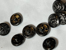 Load image into Gallery viewer, Vintage Black Glossy Coat of Arms Shank Button