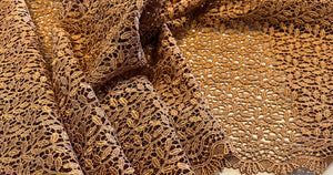 Exclusive Caramel Double Scalloped Lace 59% Nylon 41% Rayon.  1/4 Metre Price