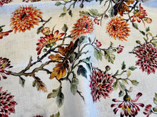 Load image into Gallery viewer, Exclusive Digital Burgundy &amp; Orange Floral. 100% Lightweight Linen.   1/4 Metre Price