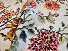 Load image into Gallery viewer, Exclusive Digital Burgundy &amp; Orange Floral. 100% Lightweight Linen.   1/4 Metre Price