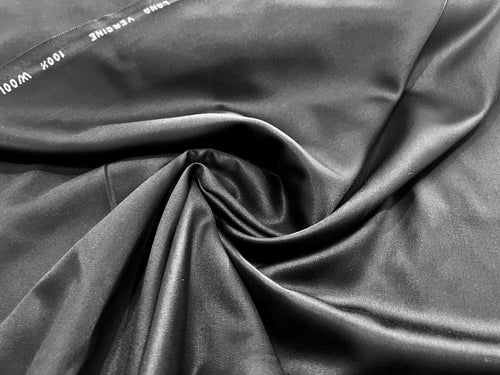 #1314 Black 100% Wool Double Face Satin Remnant