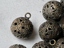 Load image into Gallery viewer, Vintage Victorian Brass Filagree Ball Buttons
