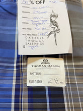 Load image into Gallery viewer, #1681 Blue &amp; Grey Check Italian 100% Cotton Shirting Remnant