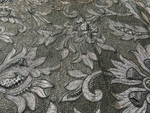 Load image into Gallery viewer, #1684 Navy Blue &amp; Silver Floral Matelasse Remnant
