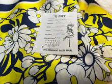 Load image into Gallery viewer, #1691 Yellow &amp; Navy Floral Garden 100% Silk Twill Remnant