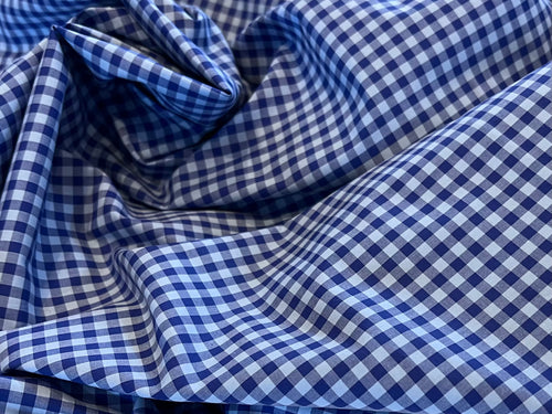 Shades of Blue Gingham Italian 100% Cotton Shirting    1/4 Meter Price
