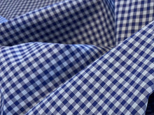 Load image into Gallery viewer, Shades of Blue Gingham Italian 100% Cotton Shirting    1/4 Meter Price