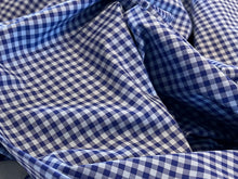 Load image into Gallery viewer, Shades of Blue Gingham Italian 100% Cotton Shirting    1/4 Meter Price