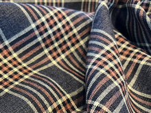 Load image into Gallery viewer, Designer Blue Plaid 58% Linen 42% Cotton     Price per 1/4 Metre