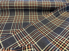 Load image into Gallery viewer, Designer Blue Plaid 58% Linen 42% Cotton     Price per 1/4 Metre