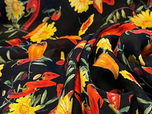 Load image into Gallery viewer, Chilli Peppers &amp; Daisies 100% Silk Georgette     1/4 Metre Price