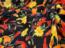 Load image into Gallery viewer, Chilli Peppers &amp; Daisies 100% Silk Georgette     1/4 Metre Price