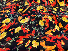 Load image into Gallery viewer, Chilli Peppers &amp; Daisies 100% Silk Georgette     1/4 Metre Price