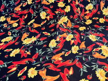 Load image into Gallery viewer, Chilli Peppers &amp; Daisies 100% Silk Georgette     1/4 Metre Price