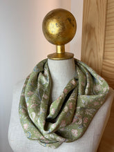 Load image into Gallery viewer, Vintage Mint Floral 100% Silk Scarf