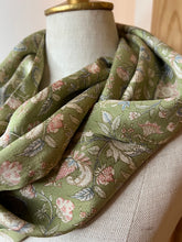 Load image into Gallery viewer, Vintage Mint Floral 100% Silk Scarf