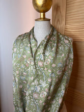 Load image into Gallery viewer, Vintage Mint Floral 100% Silk Scarf