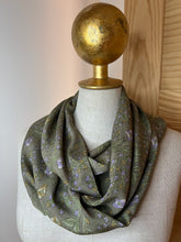 Load image into Gallery viewer, Vintage Green Floral 100% Silk Scarf