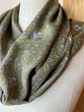 Load image into Gallery viewer, Vintage Green Floral 100% Silk Scarf