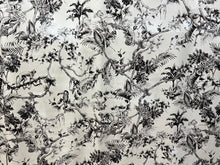 Load image into Gallery viewer, Exclusive Designer Black Toile de Jouy 95% Silk 5% Elastane Crepe de Chine     1/4 Metre Price