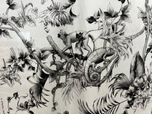 Load image into Gallery viewer, Exclusive Designer Black Toile de Jouy 95% Silk 5% Elastane Crepe de Chine     1/4 Metre Price