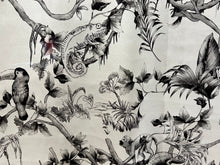 Load image into Gallery viewer, Exclusive Designer Black Toile de Jouy 95% Silk 5% Elastane Crepe de Chine     1/4 Metre Price