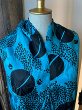 Load image into Gallery viewer, Vintage Turquoise Leaves 100% Silk Scarf