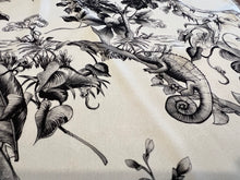 Load image into Gallery viewer, Exclusive Designer Black Toile de Jouy 95% Silk 5% Elastane Crepe de Chine     1/4 Metre Price
