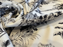 Load image into Gallery viewer, Exclusive Designer Black Toile de Jouy 95% Silk 5% Elastane Crepe de Chine     1/4 Metre Price