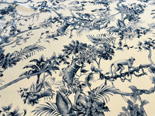 Load image into Gallery viewer, Exclusive Designer Blue Toile de Jouy 95% Silk 5% Elastane Crepe de Chine     1/4 Metre Price