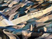 Load image into Gallery viewer, Turquoise Brushstrokes 100% Silk  Crepe de Chine     1/4 Metre Price