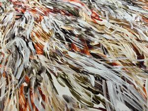 Brown & Orange Brushstrokes 95% Silk 5% ElastaneCrepe de Chine     1/4 Metre Price