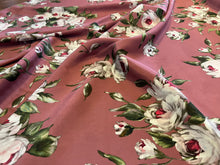 Load image into Gallery viewer, Dusty Rose Peonies  95% Silk 5% ElastaneCrepe de Chine     1/4 Metre Price