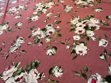 Load image into Gallery viewer, Dusty Rose Peonies  95% Silk 5% ElastaneCrepe de Chine     1/4 Metre Price