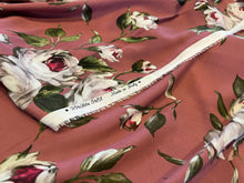 Load image into Gallery viewer, Dusty Rose Peonies  95% Silk 5% ElastaneCrepe de Chine     1/4 Metre Price