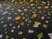 Load image into Gallery viewer, Italian Florals on Black  95% Silk 5% ElastaneCrepe de Chine     1/4 Metre Price