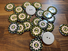 Load image into Gallery viewer, Black &amp; Green Handpainted Button    Price per button