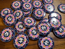 Load image into Gallery viewer, Navy, Orange &amp; Violet Hand painted Button    Price per button