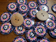 Load image into Gallery viewer, Navy, Orange &amp; Violet Hand painted Button    Price per button