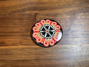 Black, Red & Tan Hand painted Button    Price per button