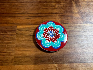 Burgundy & Green Hand painted Button    Price per button