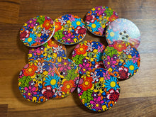 Load image into Gallery viewer, Techno Flowers Painted Button    Price per button