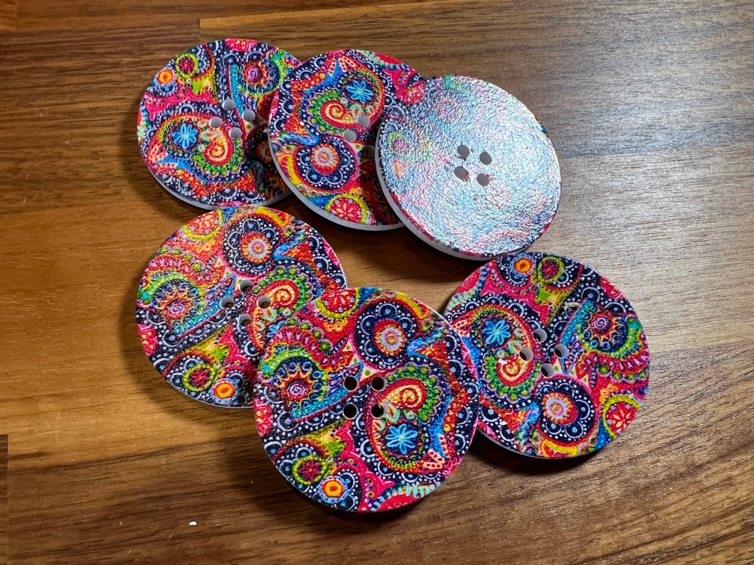 Intricate Paisley Painted Button    Price per button (Copy)