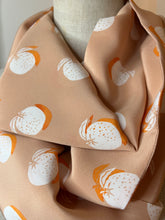 Load image into Gallery viewer, Peaches and Creme Amora Tangerine print 100% Silk Infinity Scarf