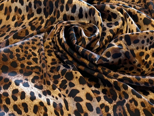 Exclusive Safari Leopard 95% Silk 5% Elastane  Charmeuse  1/4 Metre Price