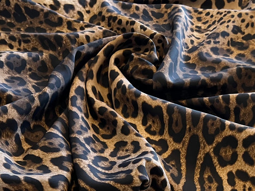 Exclusive Snow Leopard 100% Silk Crepe de Chine    1/4 Metre Price