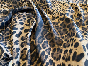 Exclusive Snow Leopard 100% Silk Crepe de Chine    1/4 Metre Price