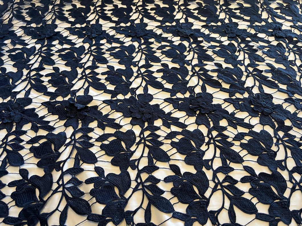 Blue Guipure Lace 3D Floral.   1/4 Metre Price